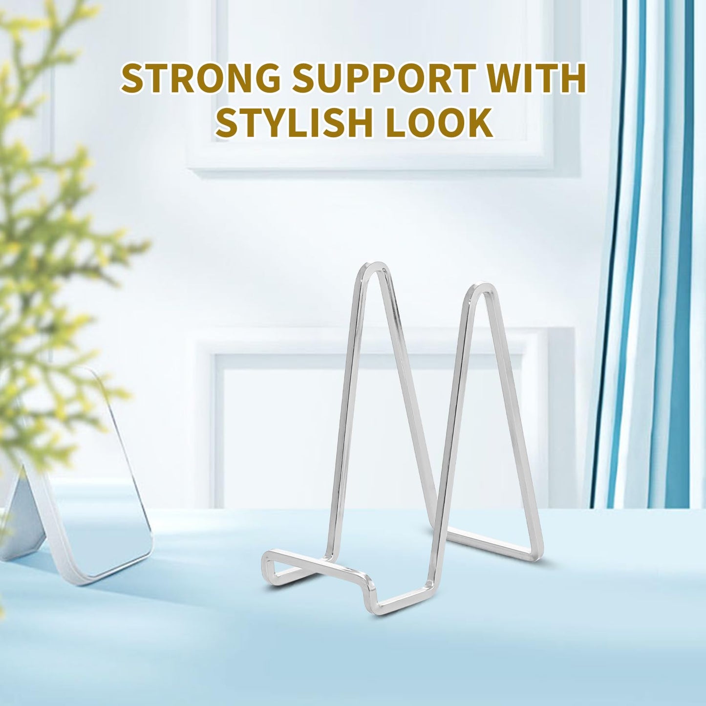 Plate Holder Easel Display Stand - 6 inch Metal Plate Stands for Display - Tabletop Picture Stand - Silver Iron Easels for Display Pictures | Photo Frames | Book | Decorative Plates | Plaque - 3 Pack