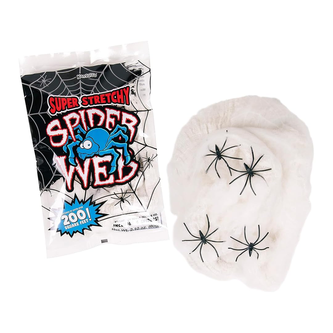 Halloween Spider Web, Spooky 200 sq. ft. Cobweb Halloween Party Decorations, Spider Webs, Spider Web Decoration, Spider Webs Halloween Decorations, Spider Webs & Fake Spiders for Halloween Decorations