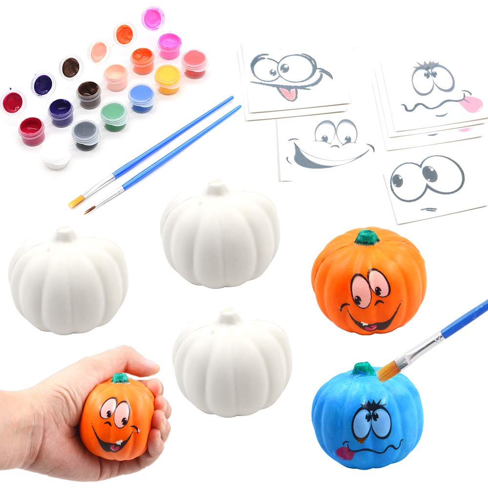 BEIGUO Halloween Crafts Paint Your Own Squishy Pumpkin 6 Pack Slow Rising Pumpkin with Decorating Stickers Kids Crafts for Halloween Thanksgiving Party Favors