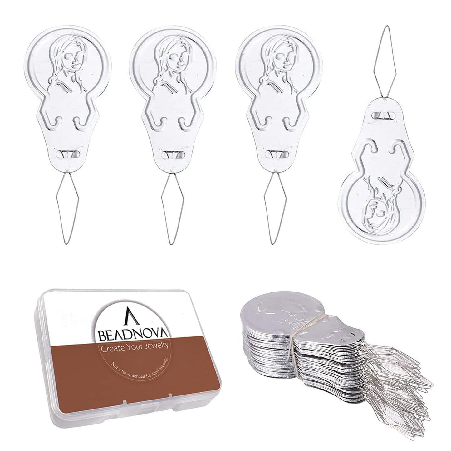 Embroidery Needle Threader Tool 50pcs Aluminum Sewing Machine Needle Threader for Hand Sewing Cross Stitch Craft Knitting Quilting (50pcs)