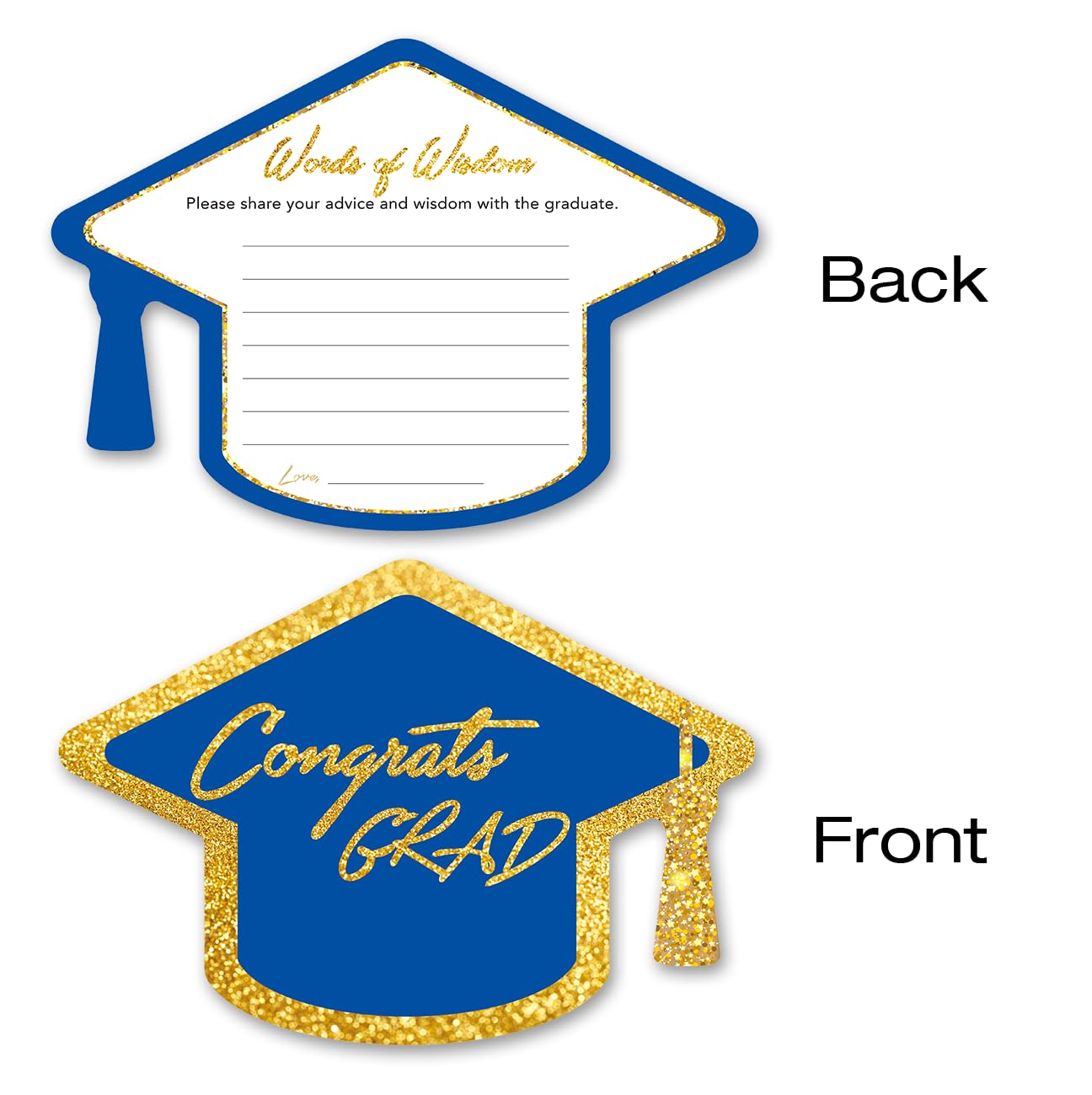 Yuzi-n Graduation Advice Cards for The Graduate (50 Pack), High School or College Graduation Party Games Decorations Supplies, Well Wishes Cards for Graduates, Advice For The Graduate Cards (Blue)