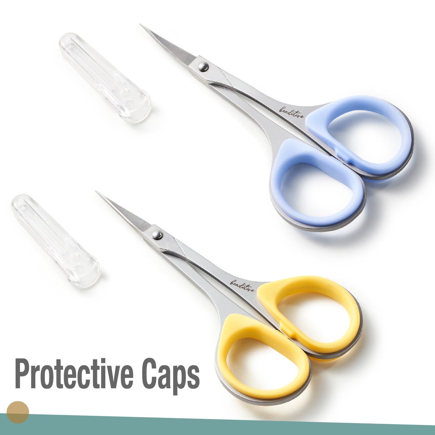 Sewing and Embroidery Scissors Set (2 pcs) Curved and Straight, Sharp, Stainless-Steel Design | Precision Tips, Ergonomic Rubber Handle Grip | Small, Compact DIY Use (Extra Sharp)