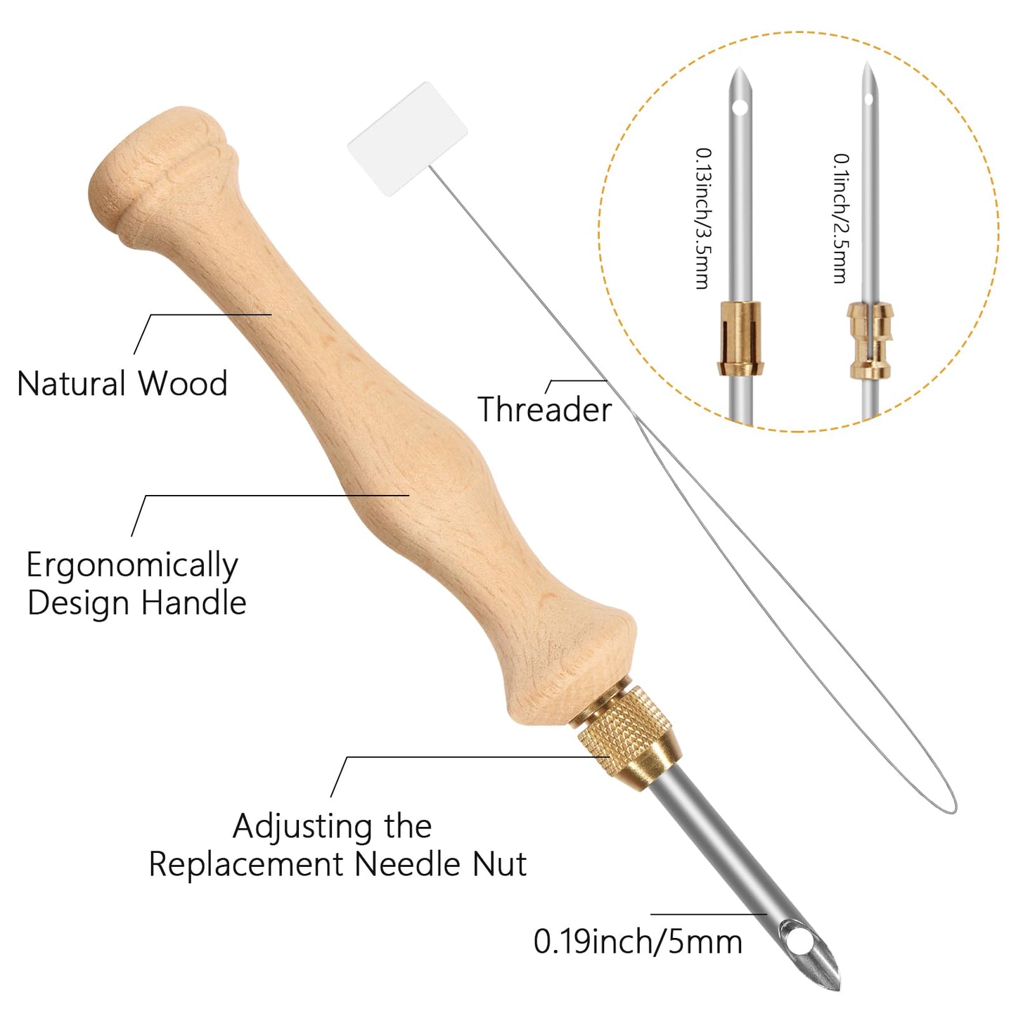 Punch Needle, Wooden Punch Needle Tool, Adjustable Embroidery Punch Needle Tool for Punch Needle, DIY Craft Stitching