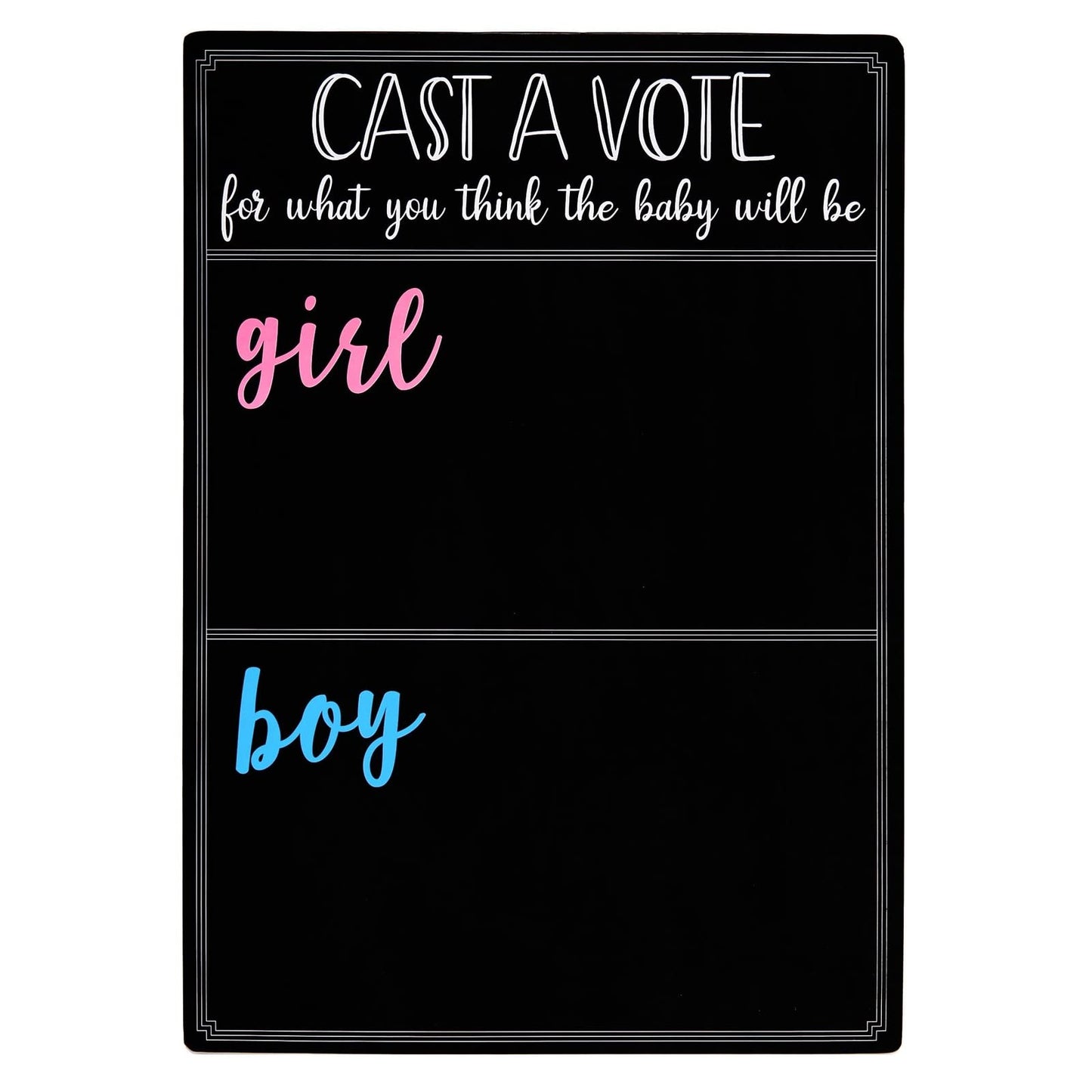Juvale Baby Shower Decorations Gender Reveal Voting Board & Boy or Girl Guessing Board - Black Chalkboard 12 x 17 in - Baby Shower Game with 144 Pink & Blue Heart Voting Stickers