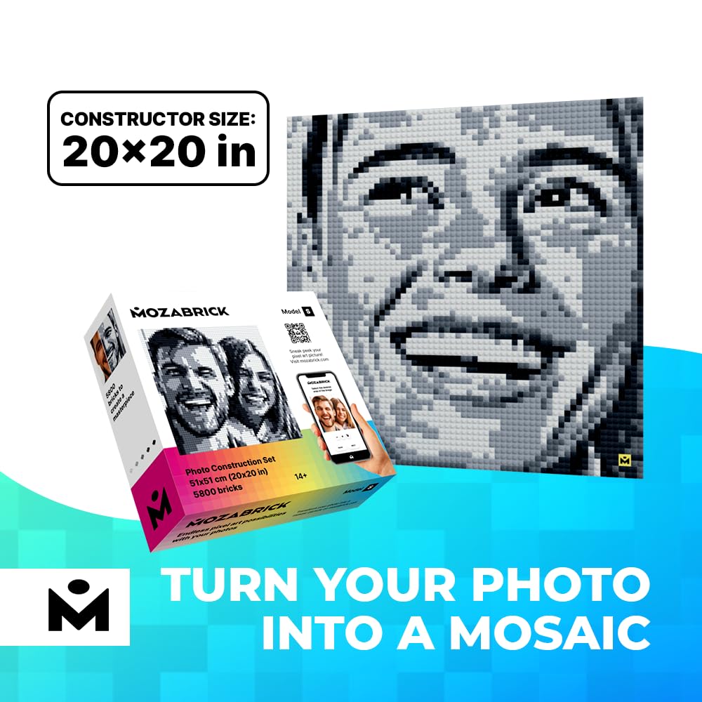 MOZABRICK Photo Construction Set Model S - Transform Any Picture into a Mosaic Wall Art Using Our Constructor and Web App. Infinite Pixel Art Possibilities Using Your Photos!