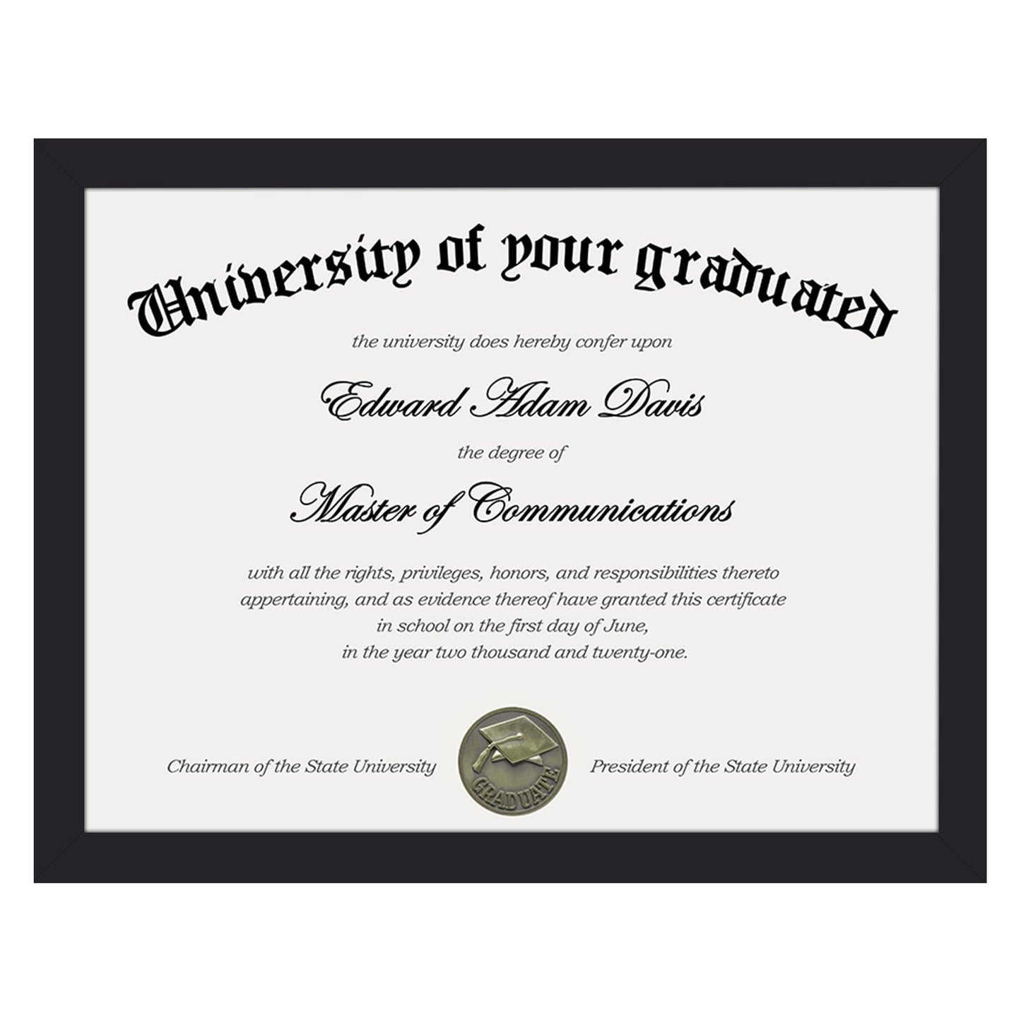Certificate Frame with Clear Plexiglass, 8.5 by 11 Picture Diploma Document Degree Frames for Wall and Tabletop, Black, 1 Pack