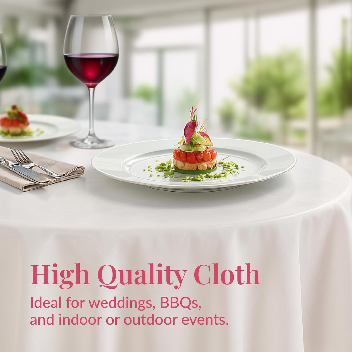 Prestee 4-Pack 84-Inch White Round Plastic Tablecloth Disposable - Durable Waterproof Table Covers for Weddings, BBQ, Parties, Outdoor Events - Elegant White Plastic Tablecloths Round for Any Occasion