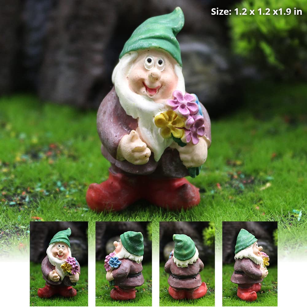 PEATOP Fairy Garden Accessories, Garden Gnome Figurines Set of 7, Miniature Gnome Figurines for Plant Pots Decor, Home Decoration, Fairy Garden