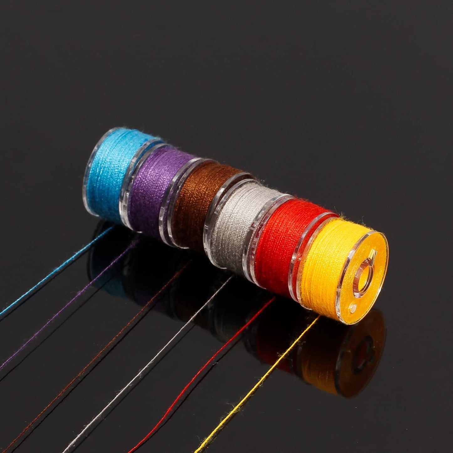 144 Colors Polyester Prewound Bobbin Thread, Size A/Class 15, 36x4 Boxes