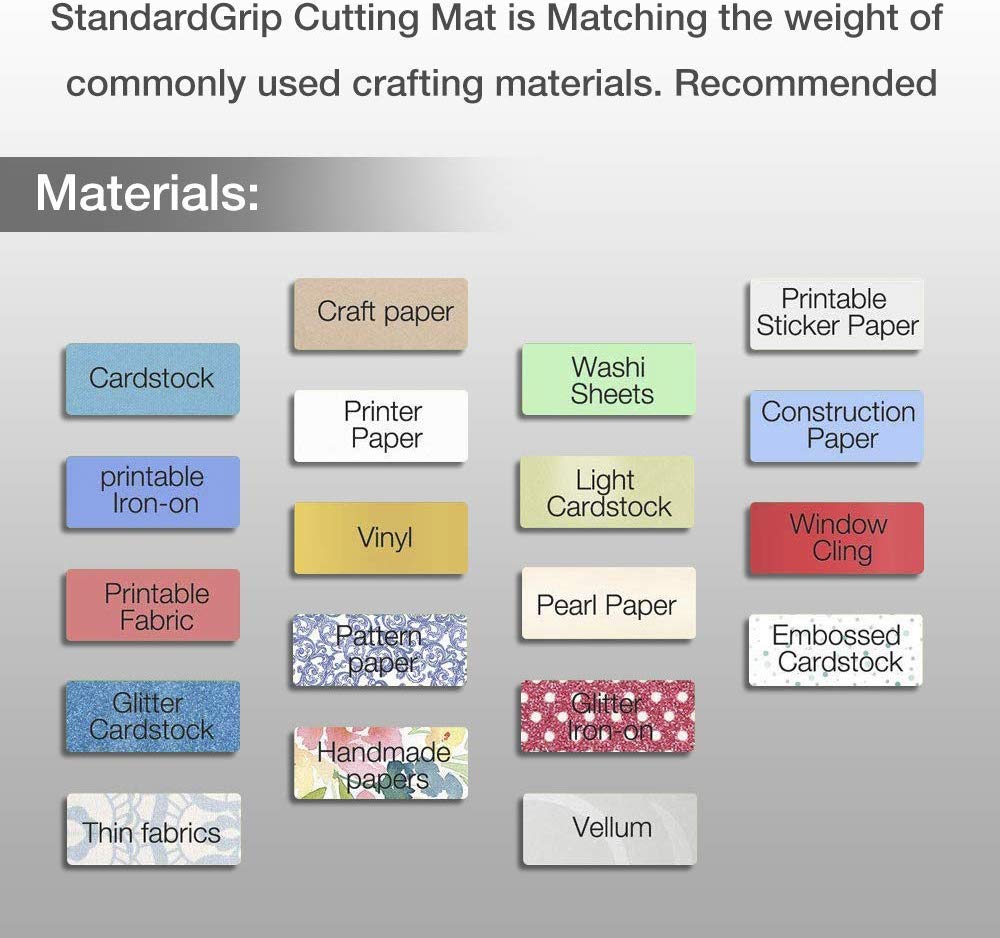 REALIKE 12x12 Cutting Mat for Silhouette Cameo 4/3/2/1 (3 Mats - StandardGrip, LightGrip, StrongGrip), Gridded Adhesive Non-Slip Cut Mat for Crafts, Quilting, Sewing, Scrapbooking and All Arts