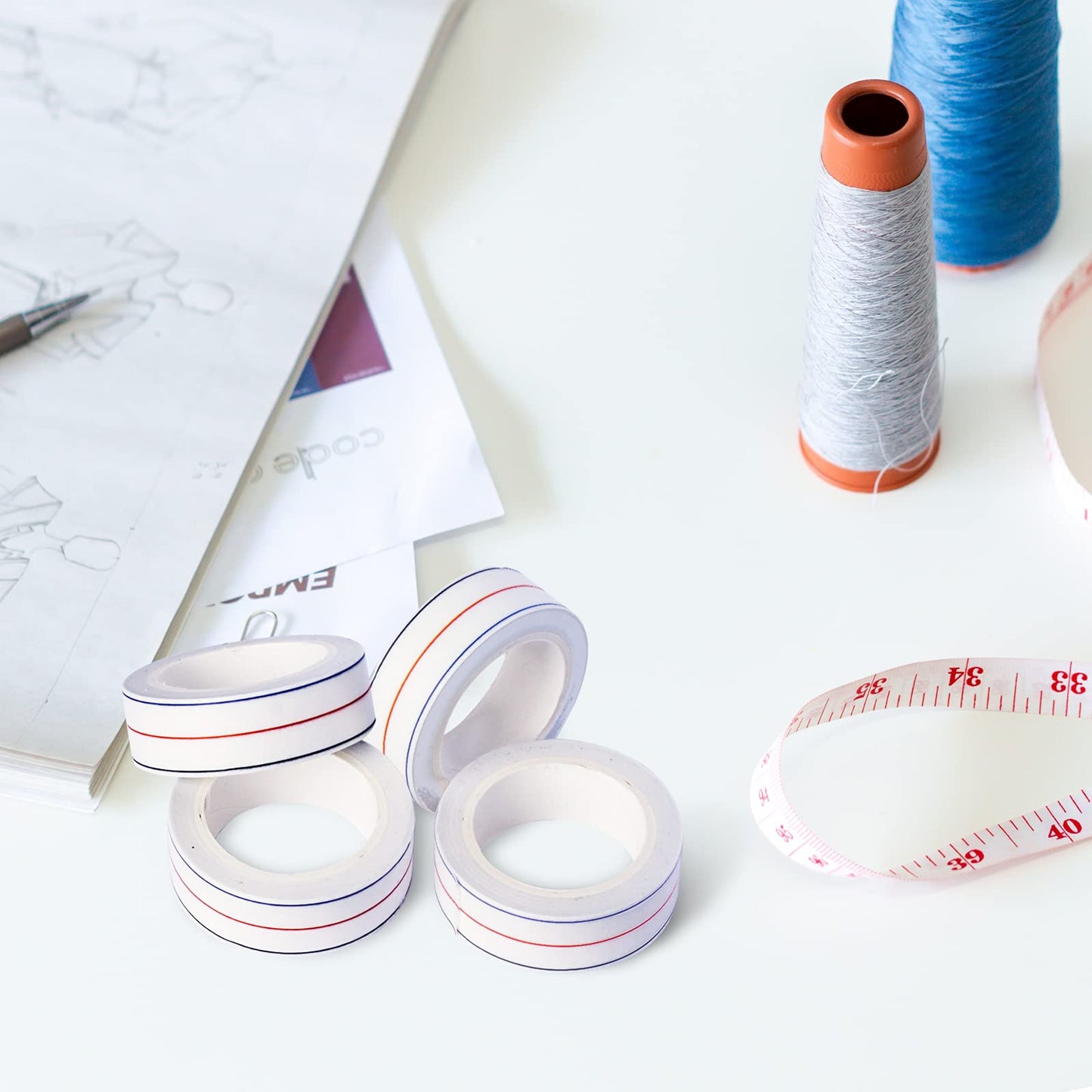 TSSART 1/4" Seam Diagonal Seam Tapes - 10Yard Each Roll Sewing Basting Tape for Stitching Straight Diagonal Seams Instruction Tool (2Pack)