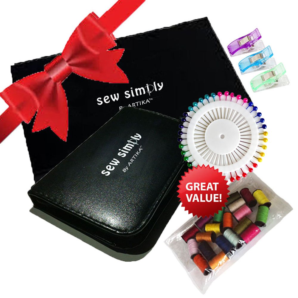 ARTIKA Sewing Kit for Adults and Kids - Small Beginner Set w/Multicolor Thread, Needles, Scissors, Thimble & Clips - Emergency Repair and Travel Kits - Sewing Accessories and Supplies