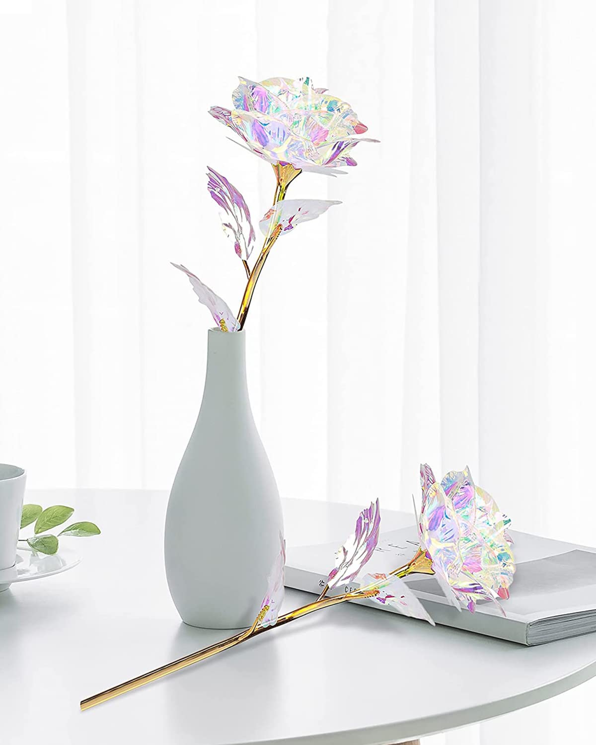 Mothers Day Mom Gifts for Women Grandma, Artificial Forever Birthday Flowers Galaxy Glass Eternal Roses with Heart Shaped Crystal Vase, Mother's Day Anniversary Wedding Rose Gifts for Wife Sister