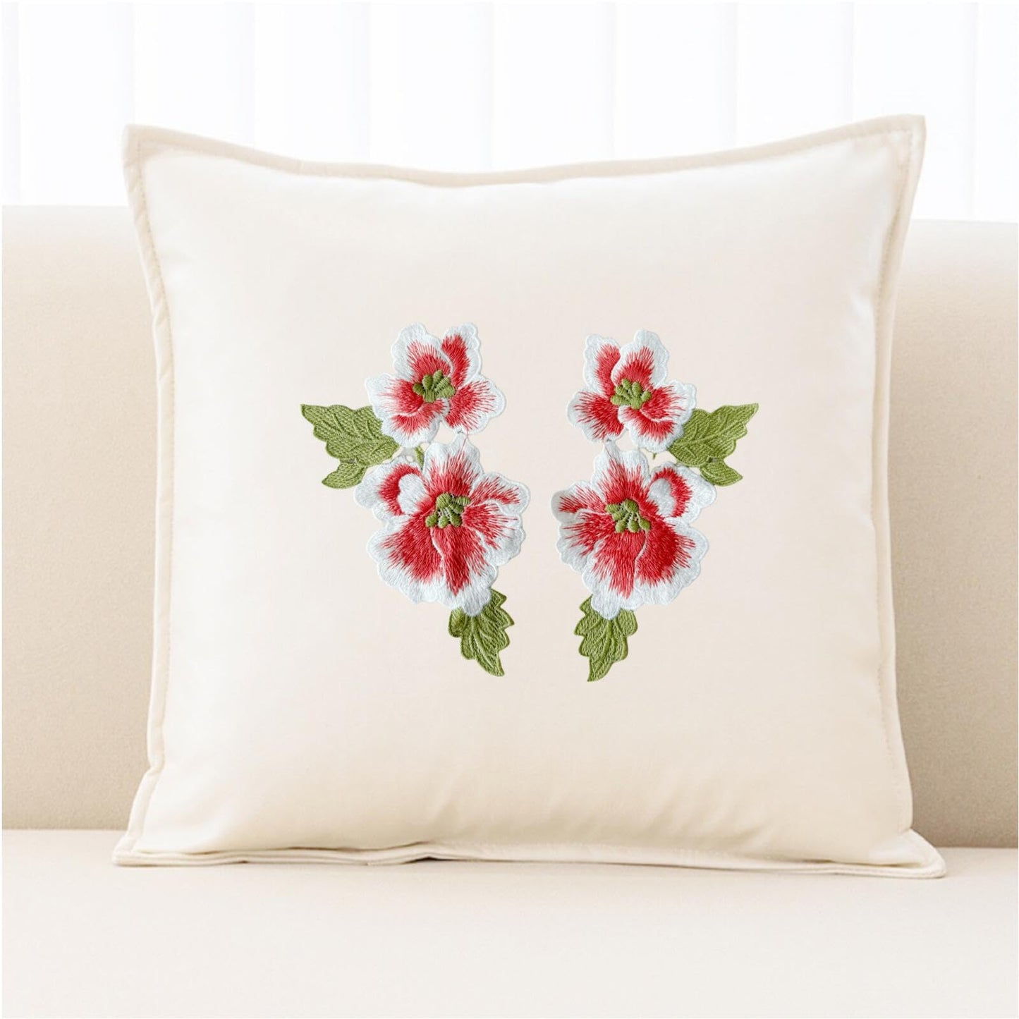 1 Pair Red Peony Sew on Patch, Flower Patches for DIY Clothing, Jeans,Sewing Crafts