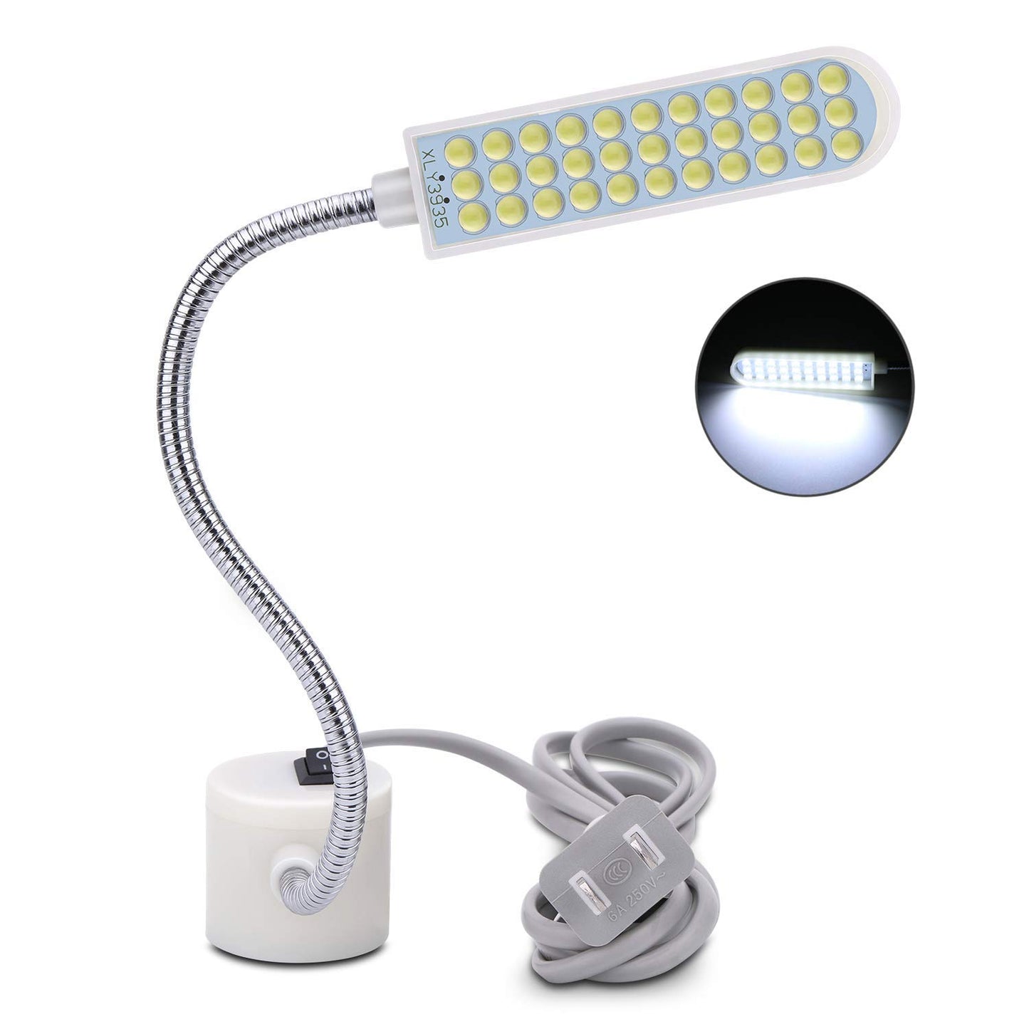harmiey Sewing Machine Light (36LED) Gooseneck Work Light with Magnetic Mounting Base, Sewing Machine lamp White Soft Light for Lathes, Drill Presses, Workbenches