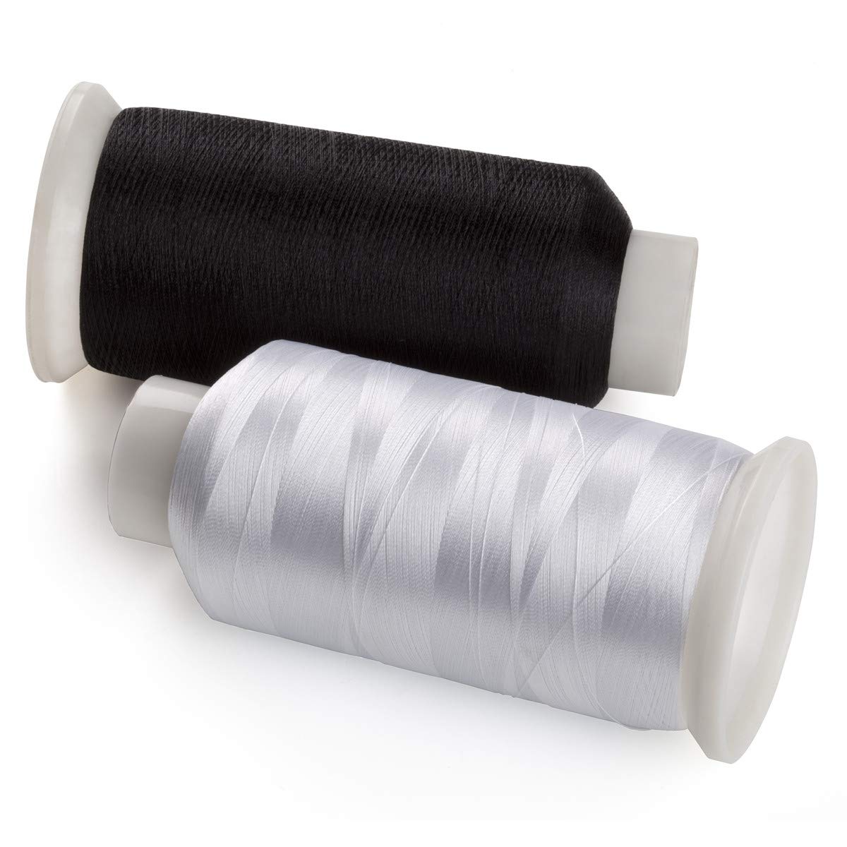 Simthread 2 Bobbin Thread for Sewing and Embroidery Machine 1 Black and 1 White 5500 Yards Each - 60WT Polyester Bobbin Fill Thread Bottom Threads