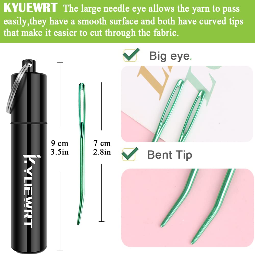 KYUEWRT 10Pcs Yarn Darning Tapestry Needle,Large Big Eye Weaving Needle Bent Needles with Aluminum Storage Tube