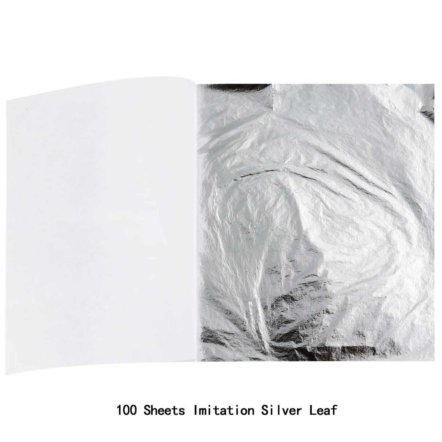 Imitation Leaf for Gilding Crafting, Silver Imitation Sheets for Furniture Decoration, Arts Project Resin Jewelry Making, Nail Art, Silver Foil Flakes Metallic Leaf 5.5 by 5.5 Inches (100pcs)