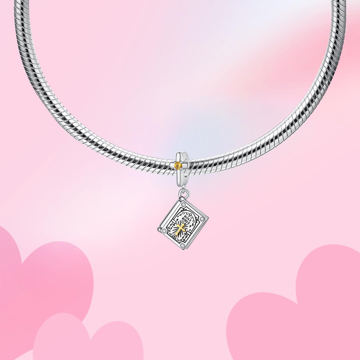 Alstade Openable Bible Dangle Charm 925 Sterling Silver Charms fits Bracelets and Necklace Pendant Bead Charms Jewelry Present for Women Family Friends