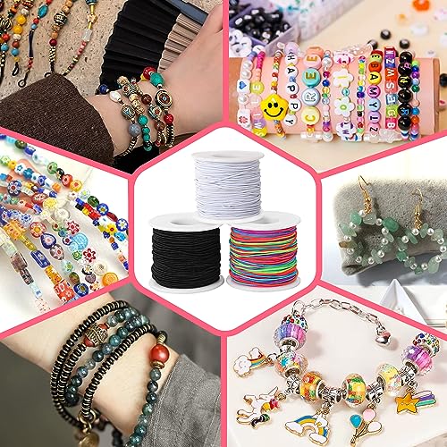 EWPJDK 1mm Elastic String Stretchy String for Bracelet Making Rainbow Bracelet String Elastic Cord for Jewelry Making, Bracelets, Necklace, Beading and Crafts