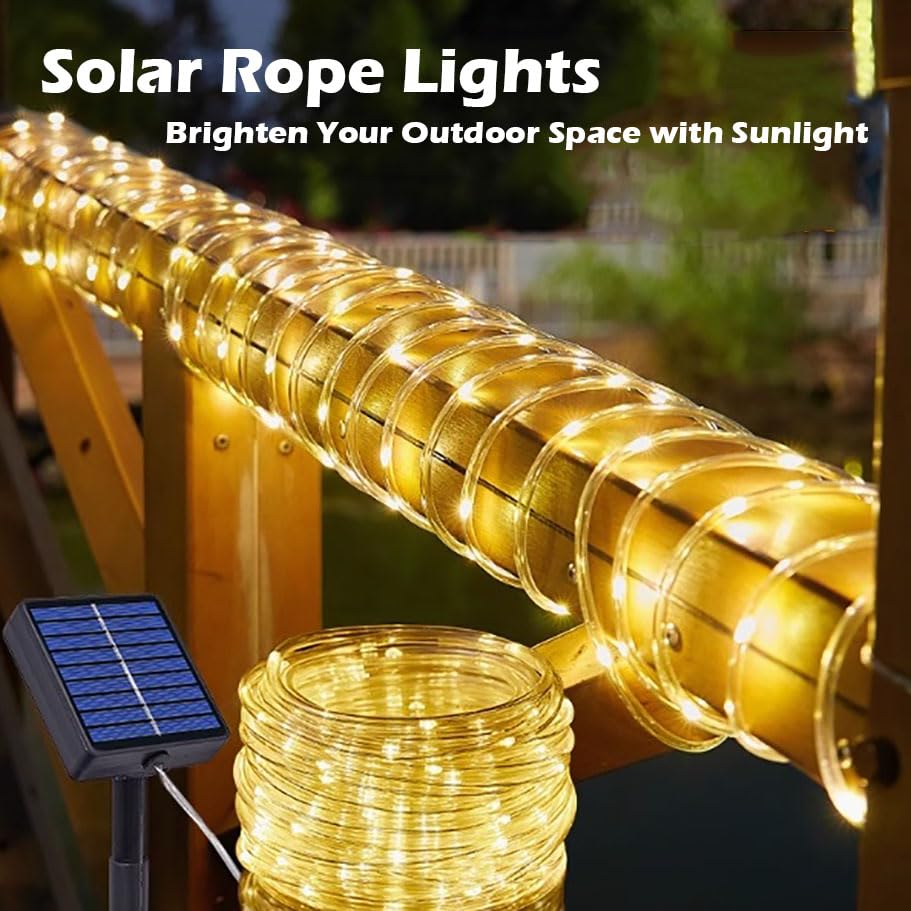 Solar Rope Lights Waterproof IP65 39FT 100LEDs Outdoor LED ‎Solar Outdoor Lights for Party Garden Yard Home Wedding Christmas Halloween Holiday Tree Decoration Lighting