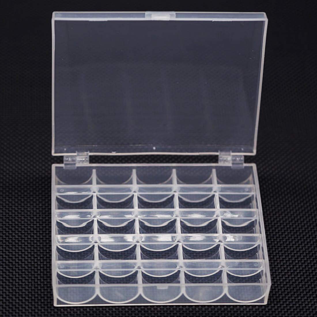 Bobbin Box,Machine Bobbin Organizer Plastic Case,Transparent 25 Slots Empty Bobbins Spools Box，Sewing Craft Plastic Case Storage Box for Sewing Machine