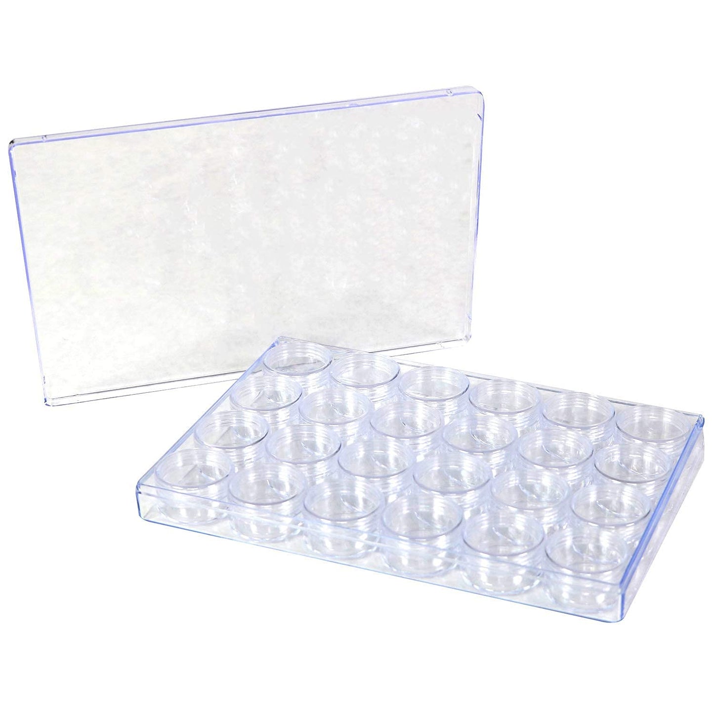 Everything Mary Large Plastic Bead Storage Organizer Box, 24 Jars - Container for Beads & Supplies - Organizers for Craft, Art, & Painting - Plastic Container Case For Organization