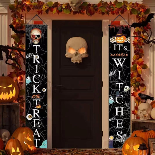 Halloween Decorations Outdoor Banners Trick or Treat It's October Witches Front Porch Banners for Halloween Porch Decor