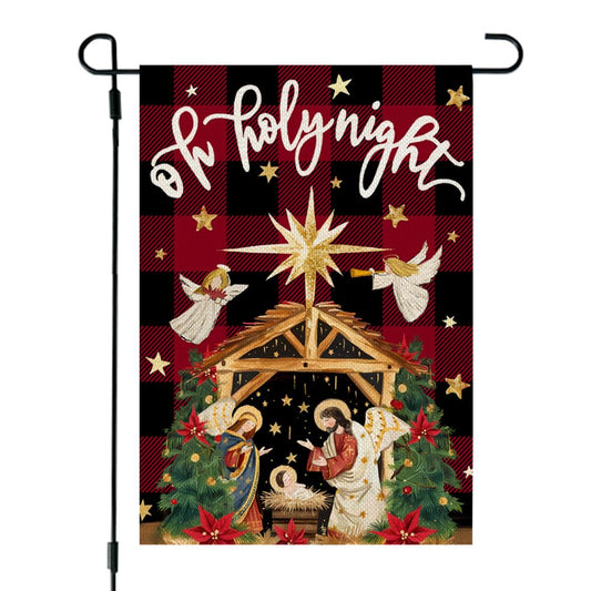CROWNED BEAUTY Christmas Holy Night Garden Flag 12x18 Inch Double Sided Small Burlap Holiday Nativity Yard for Outside