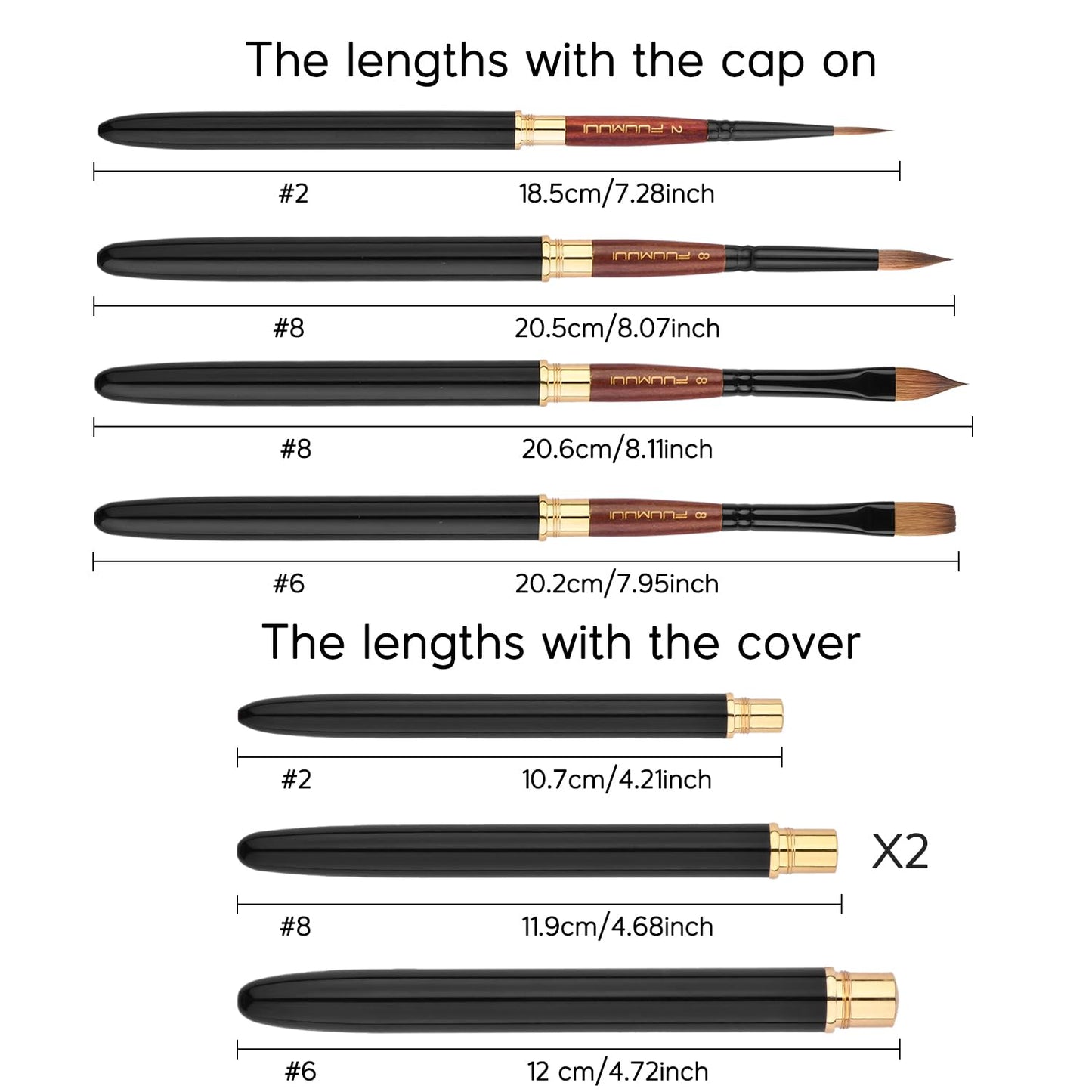Sable Travel Watercolor Brushes, Fuumuui 4pcs Elegant Kolinsky Sable Travel Brushes Travel Watercolor Kit with Leather Pouch Perfect for Watercolor Gouache Ink Painting