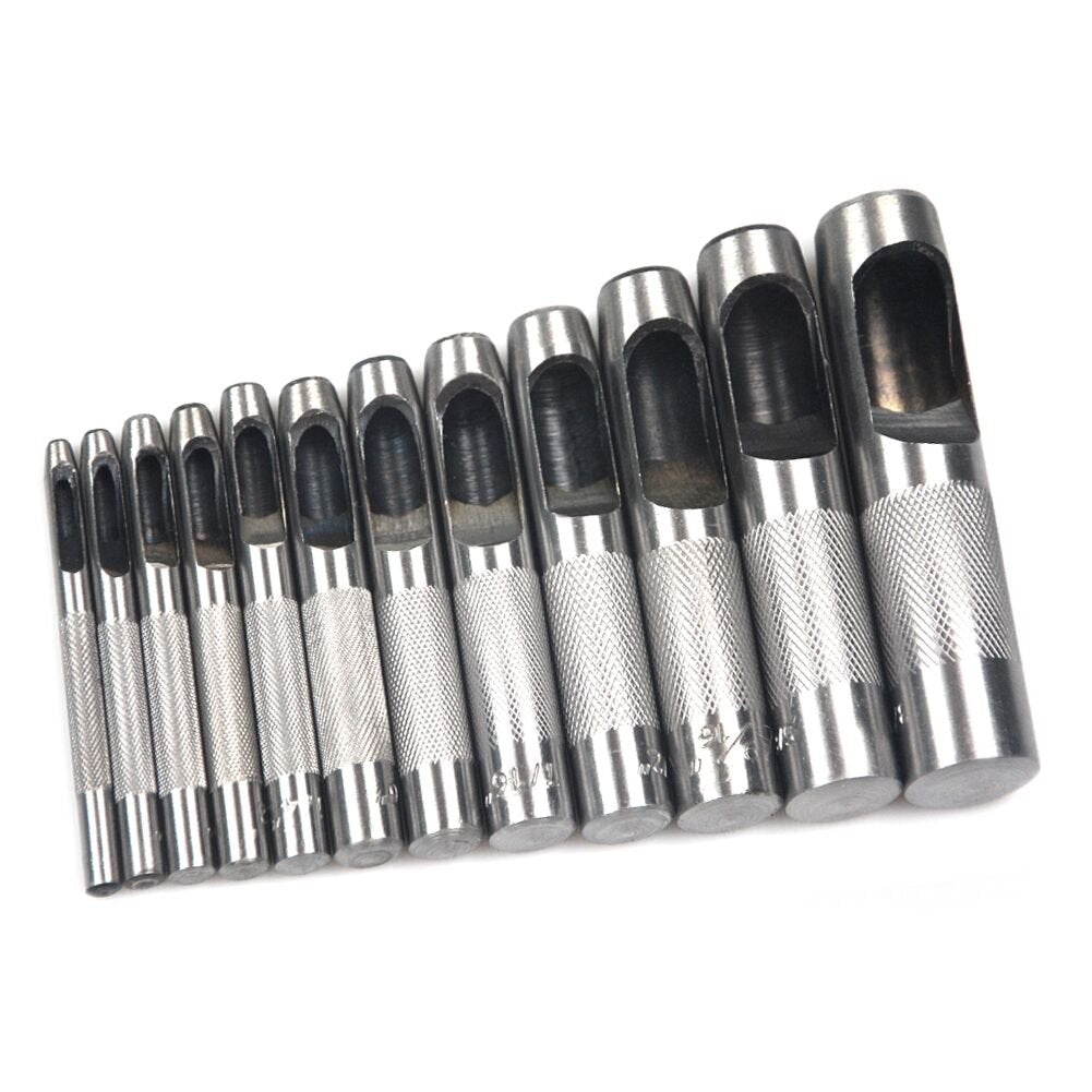 OWDEN 12Piece Leather Hole Punch Set with a Free Cutting mat,Leather Tool,Hollow Punch Set, Round Hole Punch Set,for Cutting of Soft Material