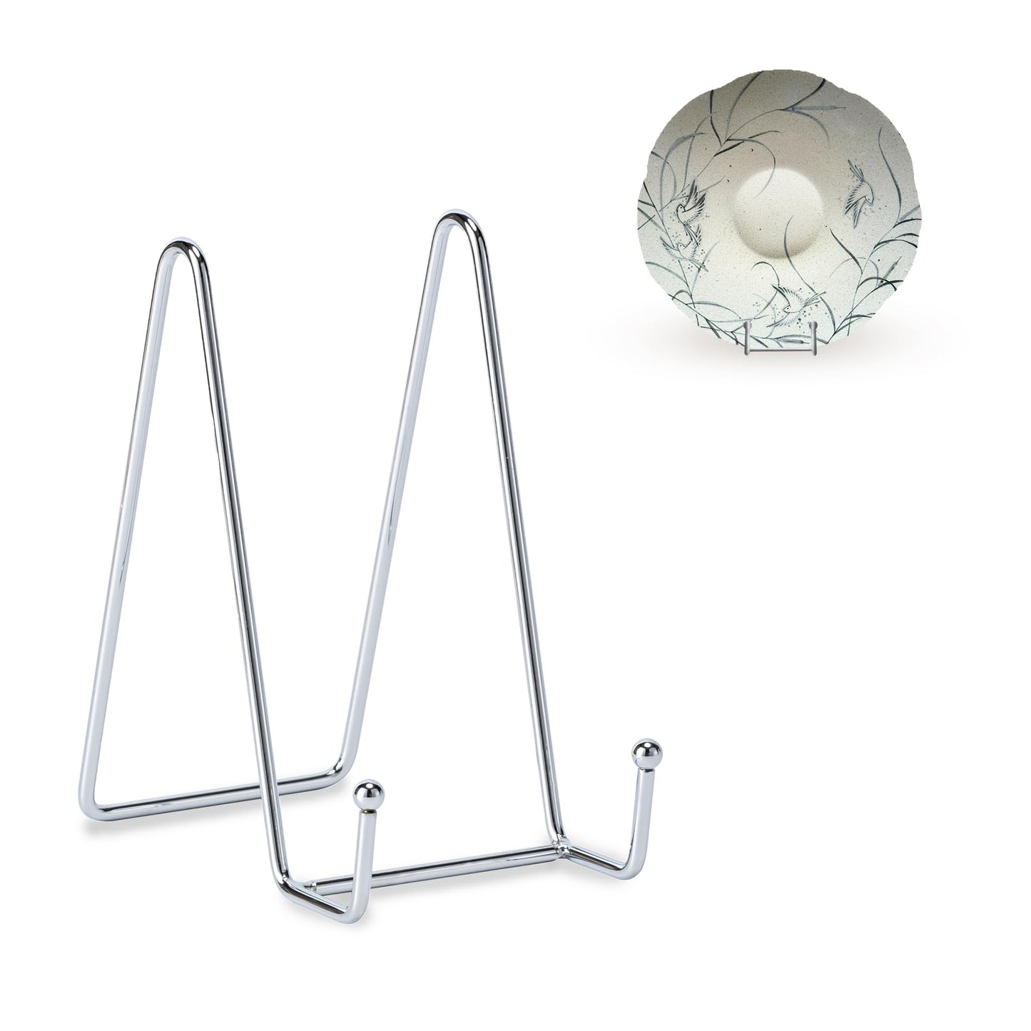 Hoewina Plate Stands for Display, Plate Holder Display Stands, Metal Frame holder stand for Book, Picture, Decorative Plate, Photo and Platter, Tabletop Art (6IN 3PCS-Silver)