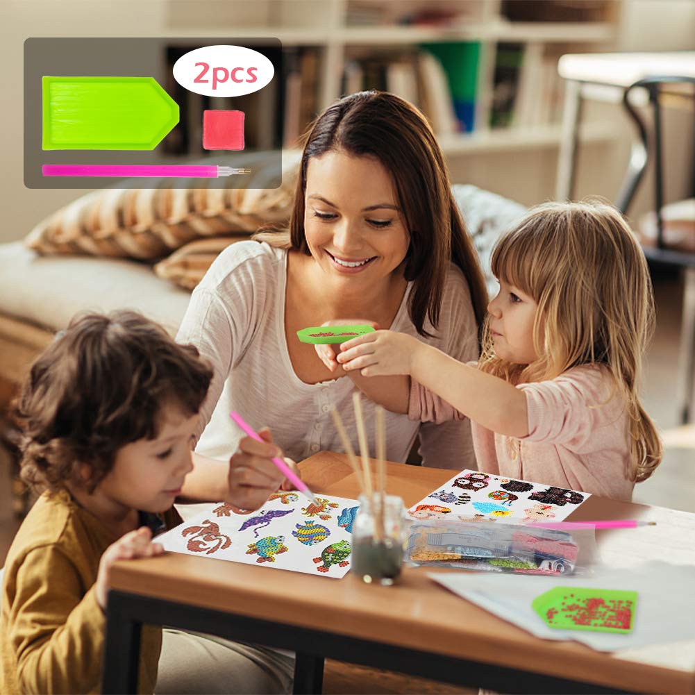 Labeol 42Pcs 5D Diamond Art Stickers Kits for Kids Boys and Girls Ages 6-8 10-12 Easy to DIY Creative Mosaic Sticker Craft by Numbers Kits for Kids and Adult Beginners (Animal)