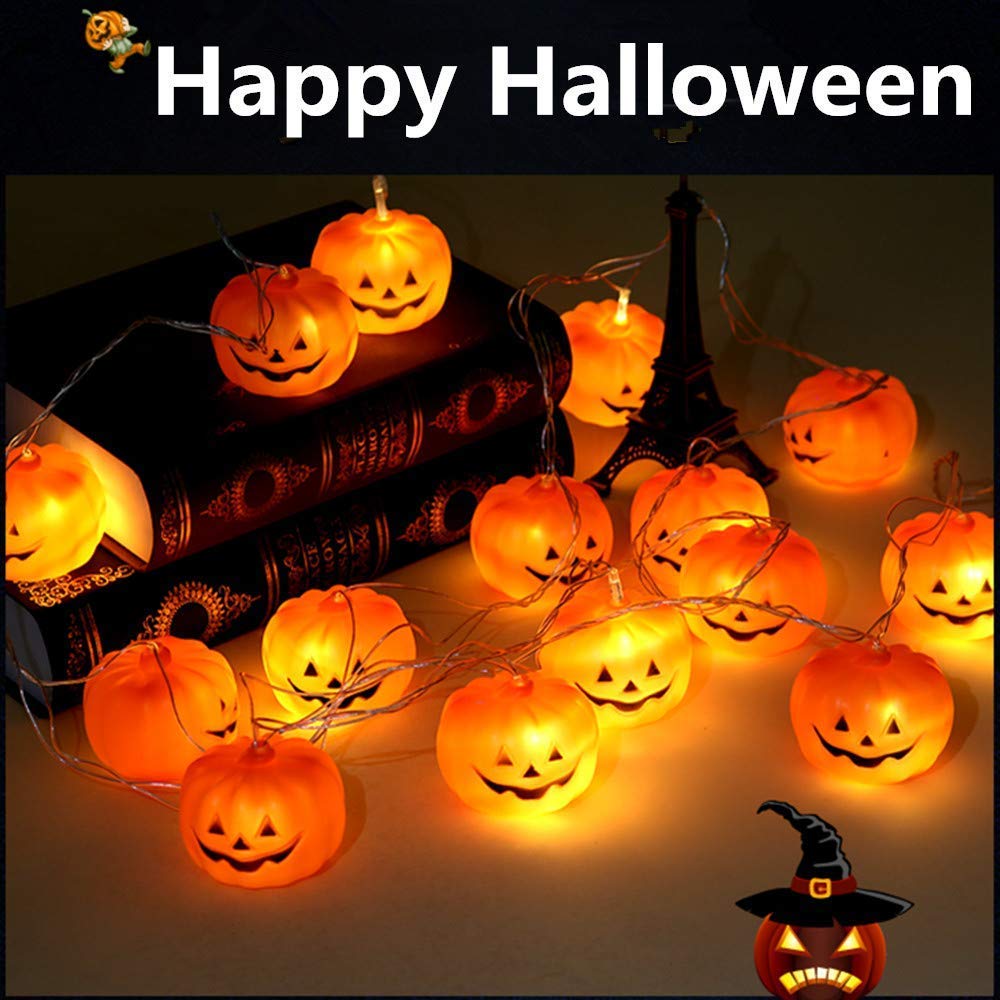 KAILEDI Halloween Lights, 20 LED Pumpkin String Lights 9.8 Feet Halloween Decor, 2 Modes Steady and Flickering Lights for Indoor, Outdoor, Festival, Party, Holiday, Halloween Decorations