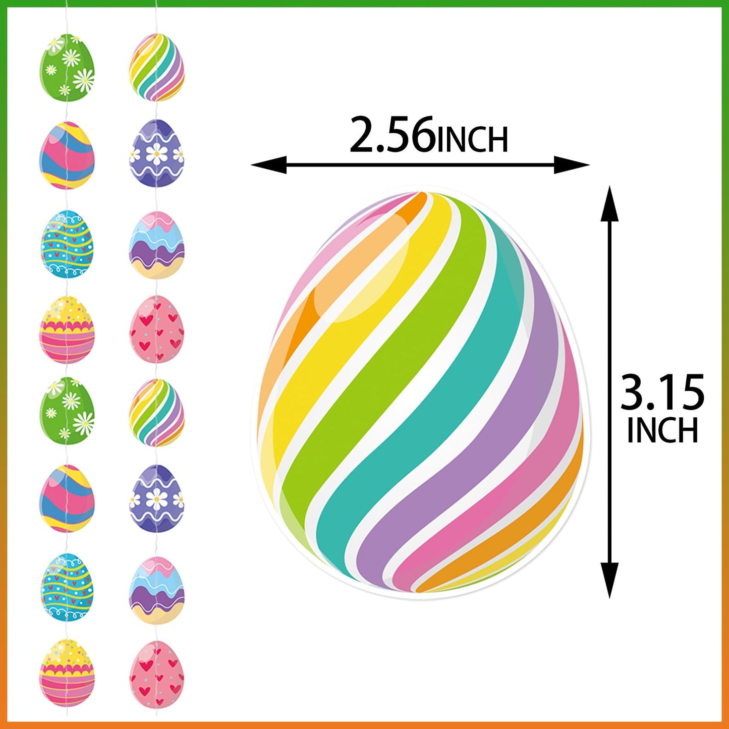 Easter Egg Party Decoration Garland - 8pcs Pastel Rainbow Spring Hanging Paper Streamers, Kids Birthday Favors Gifts Classroom Supplies Banner,Indoor Outdoor Decor Lasting Surprise
