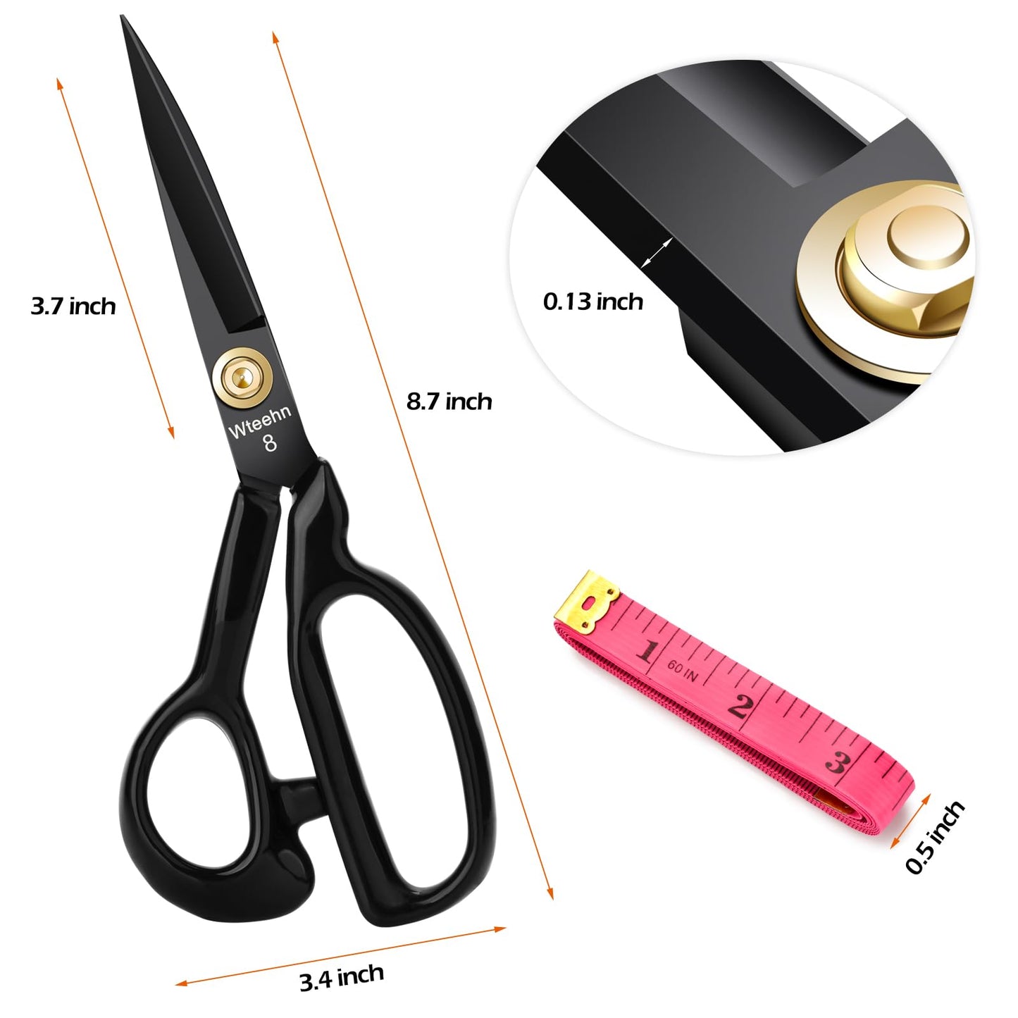 Fabric Scissors Professional, 8" Heavy Duty Sewing Scissor for Fabric Cutting, Tailor Sharp Sewing Shears for Cutting Leather craft Home Office Students Artists Dressmakers
