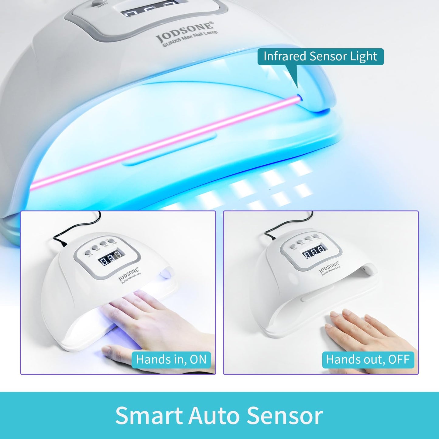UV LED Nail Lamp, Nail Dryer for Gel Polish, Led Light with Automatic Sensor & 4 Timers