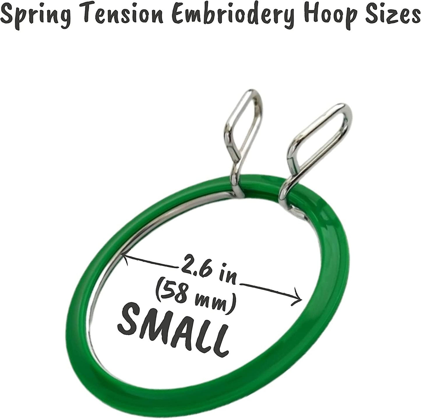 Premium Quality, Metal Spring Tension Embroidery Hoops, Cross Stich Hoop, Darning Hoops, Embroidery Tension Shed (Green, Siz Mix)