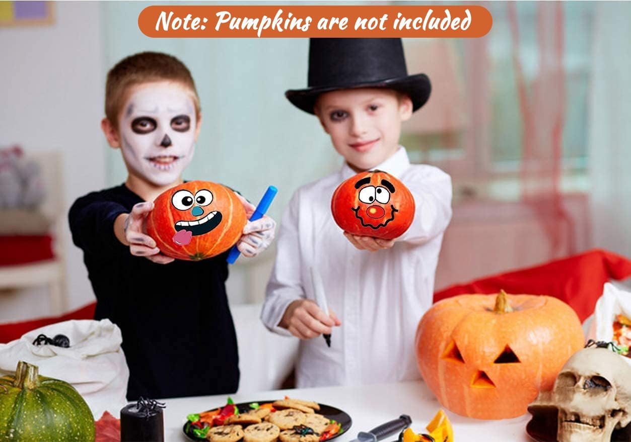 36 Pack Halloween Pumpkin Decorating Stickers Mini Make 36 Small Pumpkin Face Stickers for Halloween Kids Toddlers Party Favors Treats Sticker Gifts 18 Sheets, Pumpkins not Included