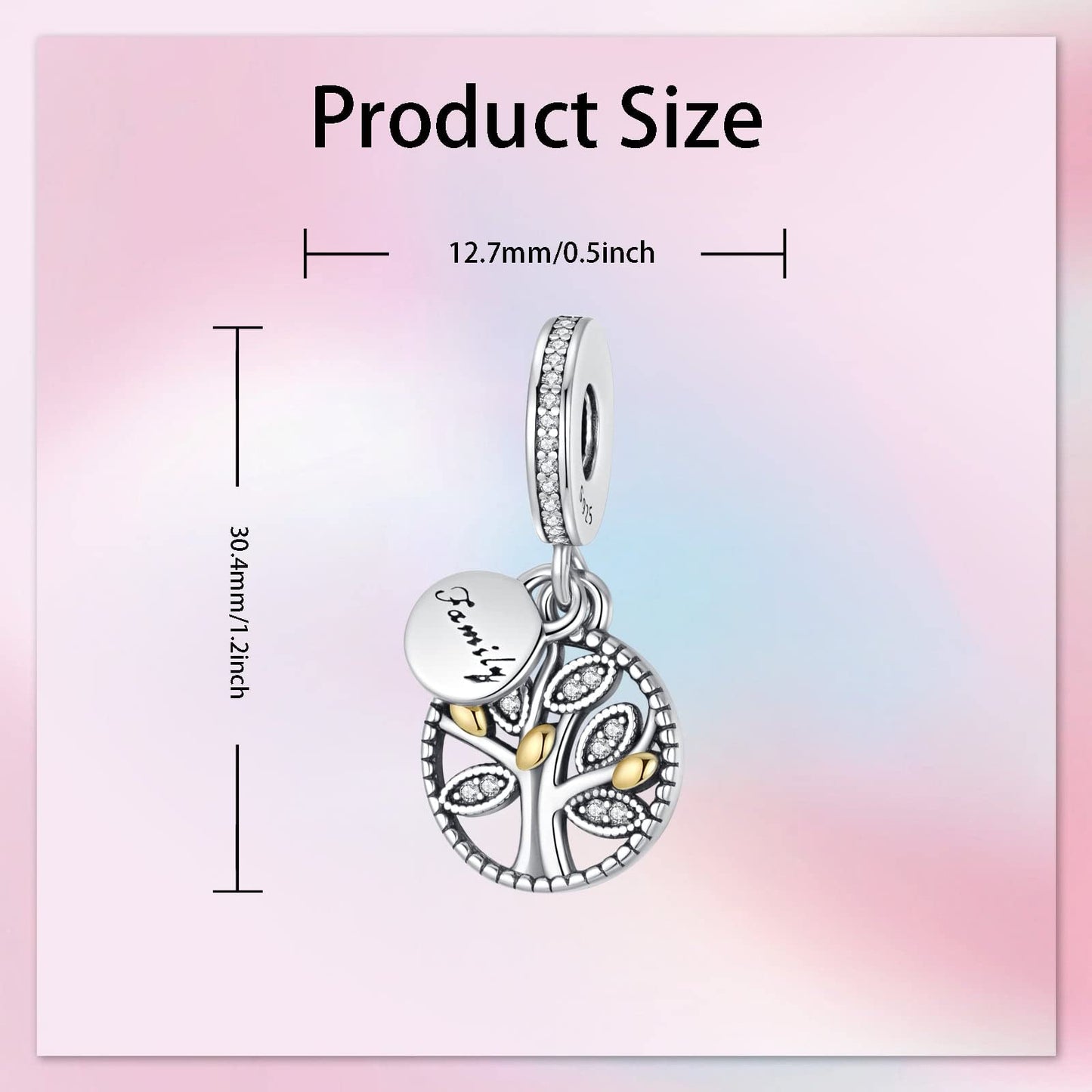Alstade Family Tree Dangle Charm 925 Sterling Silver Charms fits Bracelets and Necklace Pendant Bead Charms Jewelry Present for Women Family Friends