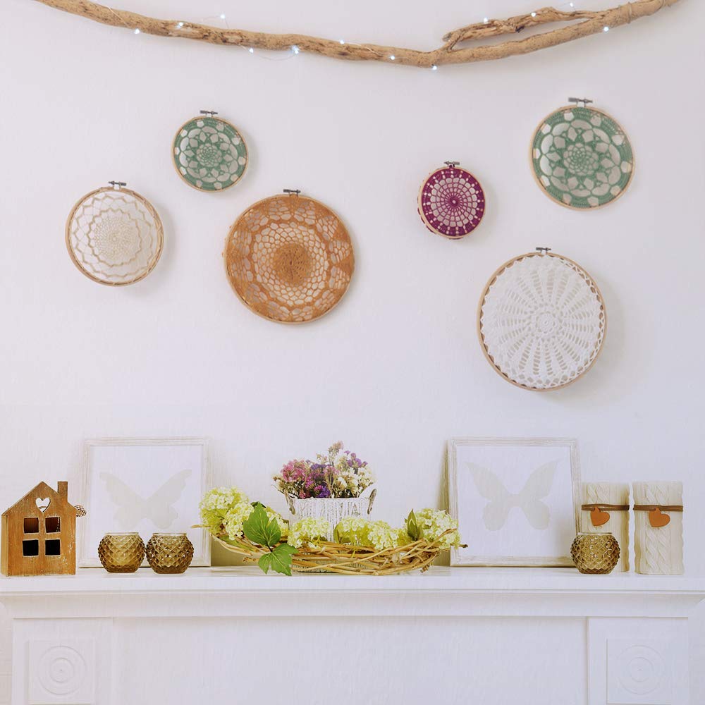 7 Pieces 7 Sizes Embroidery Hoops Set 4 inch to 12 inch Circle Cross Stitch Hoop Rings for Craft Sewing and Ornaments