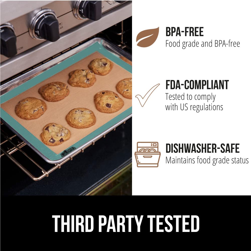GORILLA GRIP Food Grade Reusable Nonstick Silicone Baking Mat, Oven Safe Cookie Sheet Liners, Up to 500 Degrees, No Mess Easy Clean Pastry Mats, Kitchen Essentials, 11.75x8.25 Quarter Sheet, 2PK, Mint