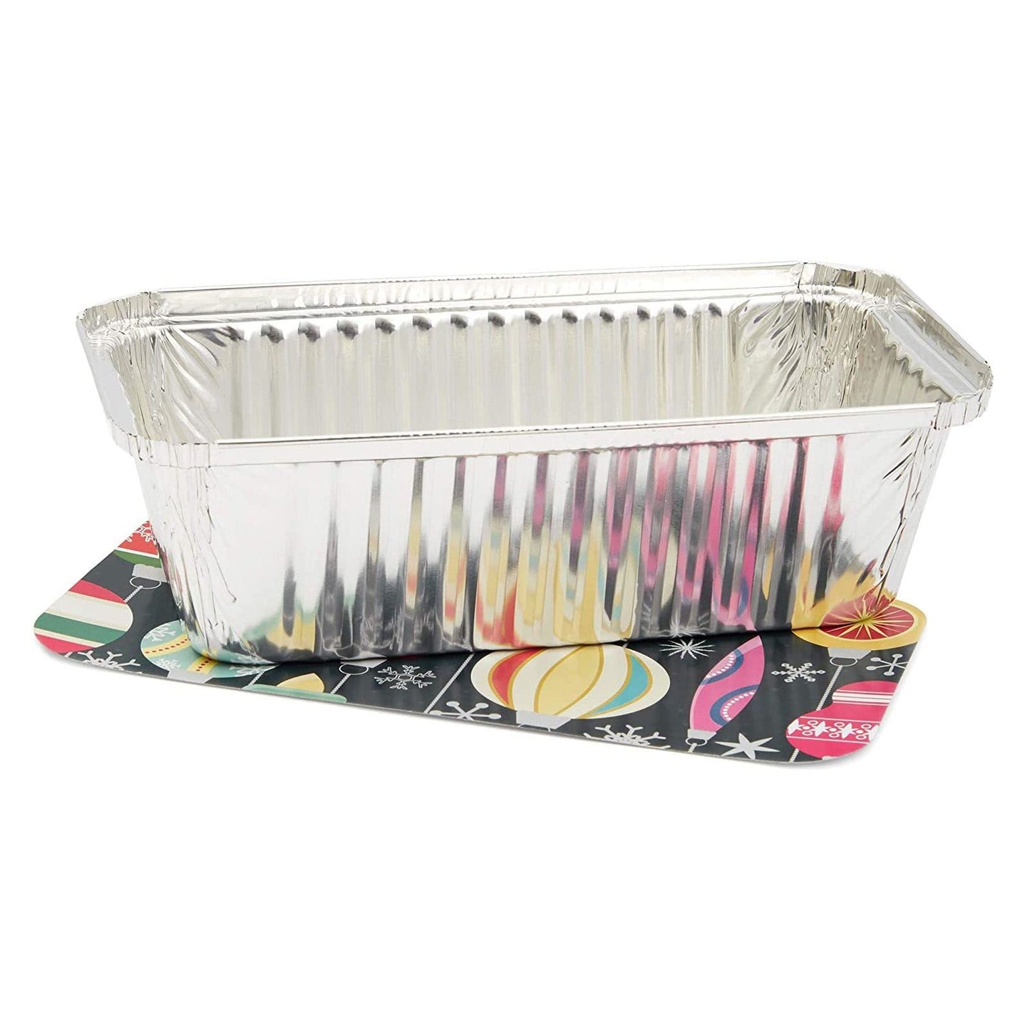 50 Pack Christmas Aluminum Foil Pans with Paper Lids, 32oz Baking Tins Containers, Fun Festive Foil Loaf Pan with Lid for Winter Holiday Xmas Season Baking Breads (8.5 x 2.5 x 4.5 In)