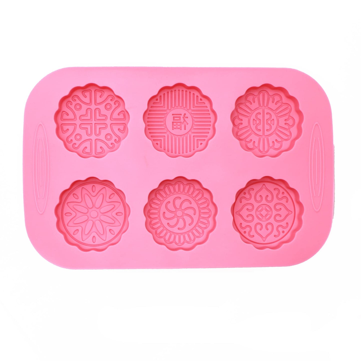 X-Haibei Round Mooncake Chocolate Lotion Bar Soap Cookies Wax Pink Silicone Mold Dia. 2.5inch, 1.5oz per Cell