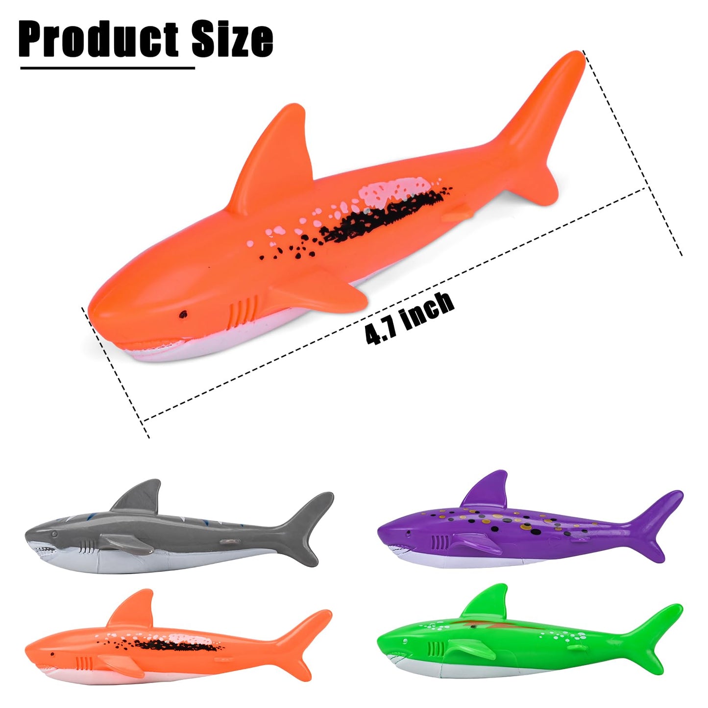 ZHFUYS Diving Pool Toy Underwater Swimming Throwing Diving Torpedo Shark,4 Pack