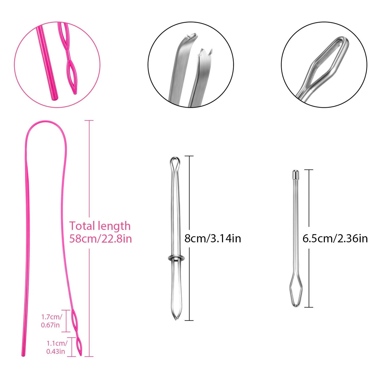 8 Pcs Drawstring Threader Tool Set, 2 Flexible Plastic Drawstring Replacement Tool 2 Metal Threaders 2 Metal Tweezers and 2 Cord Locks for Shorts Hoodies
