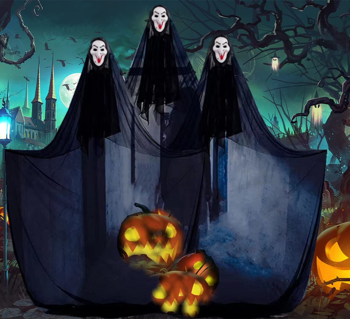 Niurui Halloween Black Creepy Cloth 315 x 79 inch Spooky Halloween Decoration for Haunted Houses Outdoor Nativity Scenes