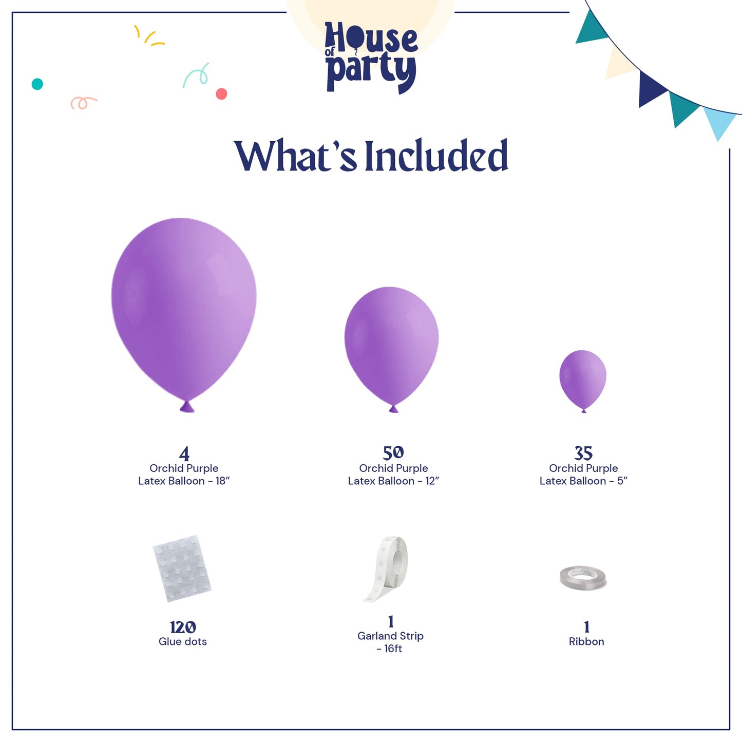 HOUSE OF PARTY Purple Balloons Garland Kit | Light Purple Balloon Arch Kit With Purple Metallic Balloons for Easter Party Decorations, Graduation Party, Birthday, Wedding, Halloween Decorations