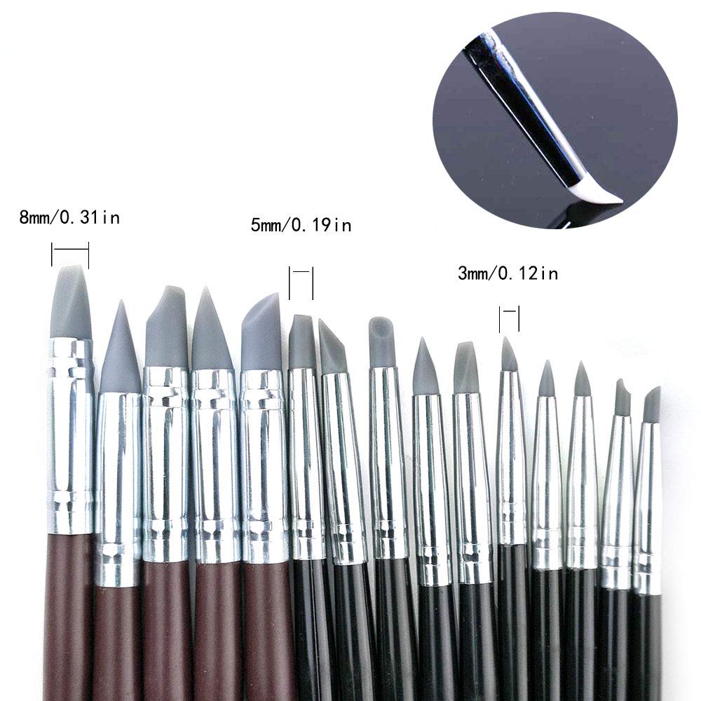 Hamineler 20Pcs Silicone Clay Sculpting Tool Clay Shaping Modeling Wipe Out Tools, Modeling Dotting Tool Pottery Clay Sculpture Carving Tools