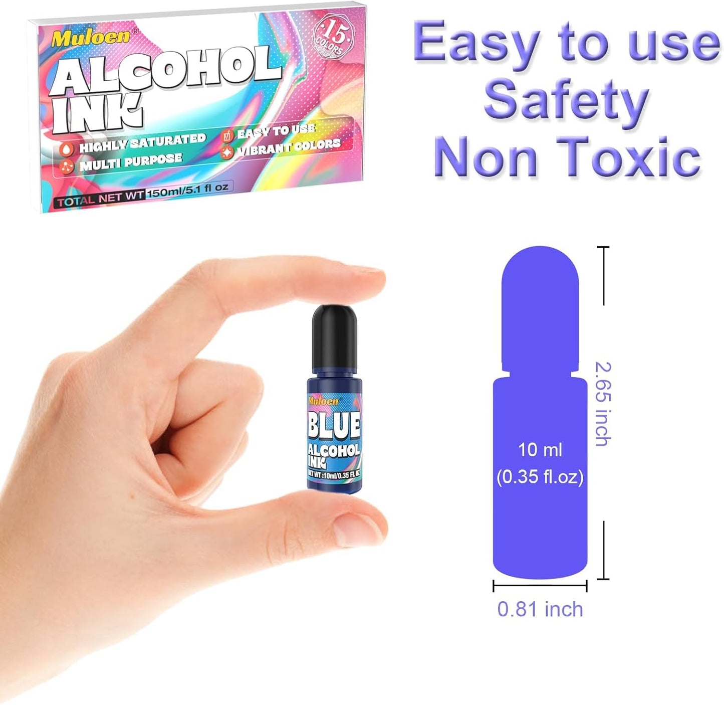 Alcohol Ink Set - 15 Colors Alcohol Inks for Resin, Highly Concentrated Alcohol Based Ink Epoxy Resin Dye, Alcohol Inks for Painting, Glass, Tumbler Making, Petri Dish, Coaster - 0.35oz Each